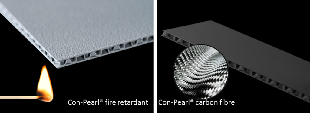 Con-Pearl fireretardant and carbon fibre reinforced polypropylene