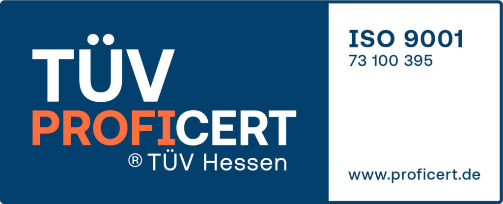 Warenzeichen TÜV Hessen Proficert ISO 9001